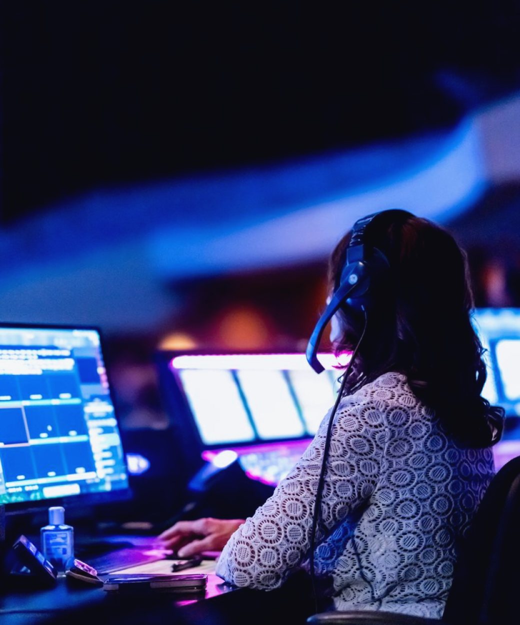 A Newsdesk Lit Three Different Ways: Lena's Lighting Presets
